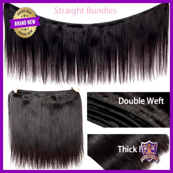 Virgin Human Hair Extensions 26-30 Inch Straight Bundles Double Weft main image 4